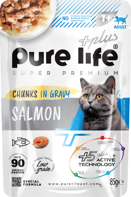 Pure Life Pouch 85 gr ზრდასრული კატა ორაგული 1 scaled