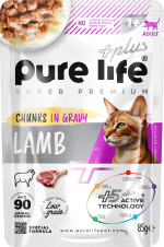 Pure Life Pouch 85 kg ზრდასრული კატა ბატკანი scaled